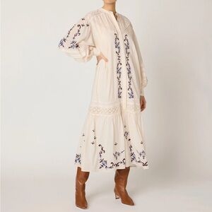 NWT Cleobella Embroidered Cream Maxi Dress